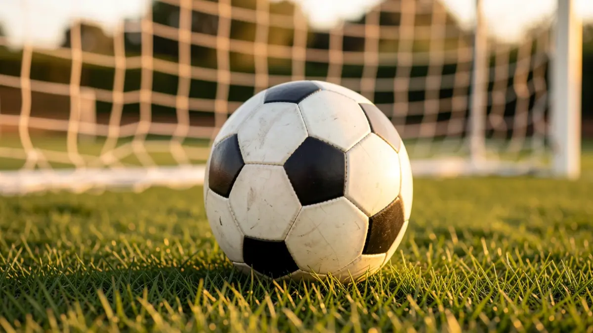 Generic image of a soccer ball on grass.
