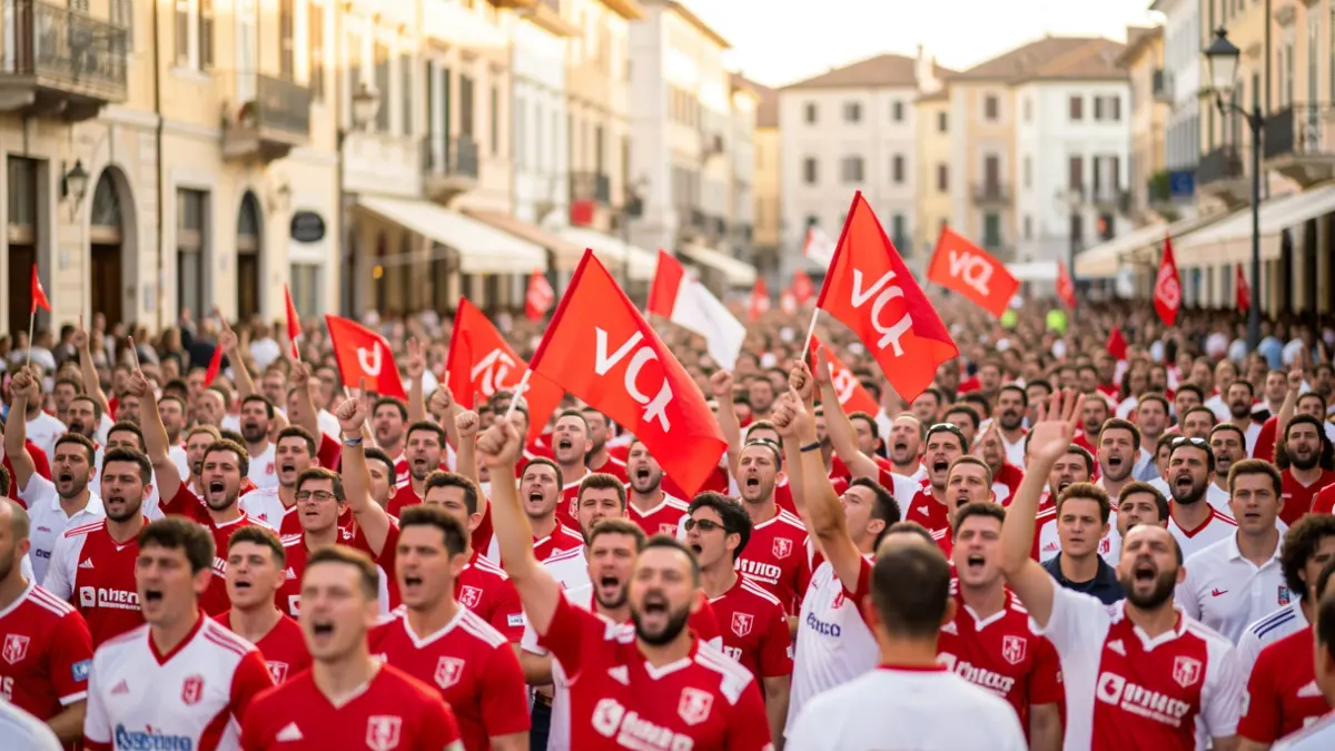 Generic image of UD Almería fans gathered in a square.