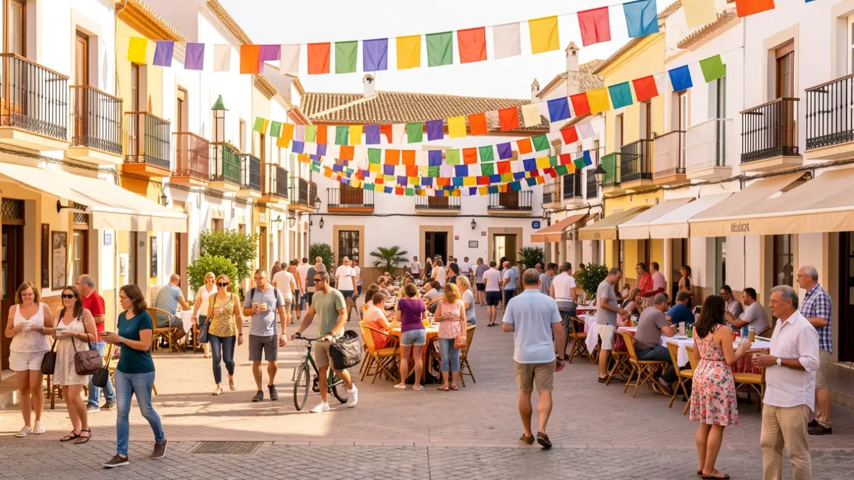 Generic image of a lively town square in Almuñécar during a cultural event.