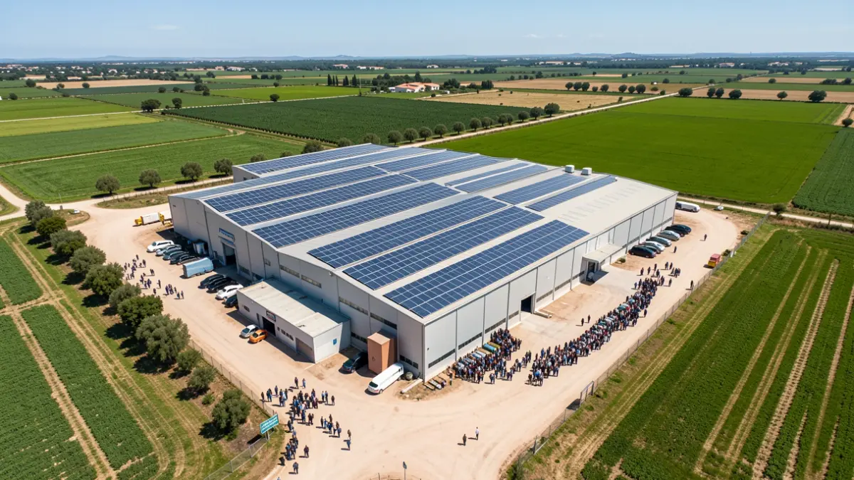 Generic image of an industrial plant with solar panels in Andalusia.