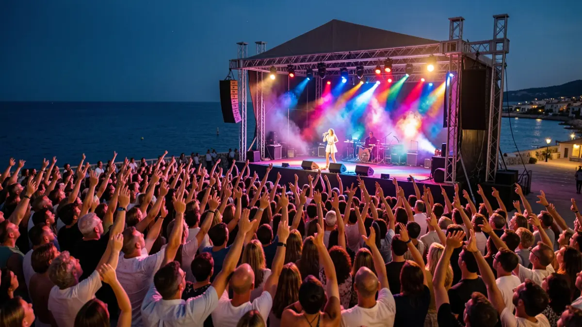 Image of a night concert at Marenostrum Fuengirola with Amaia Montero singing.