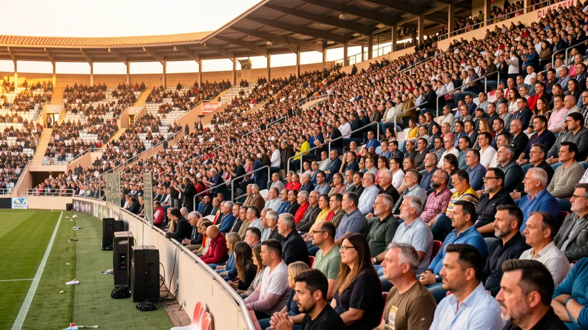 Imagen genérica de un estadio de fútbol lleno de aficionados en Andalucía.