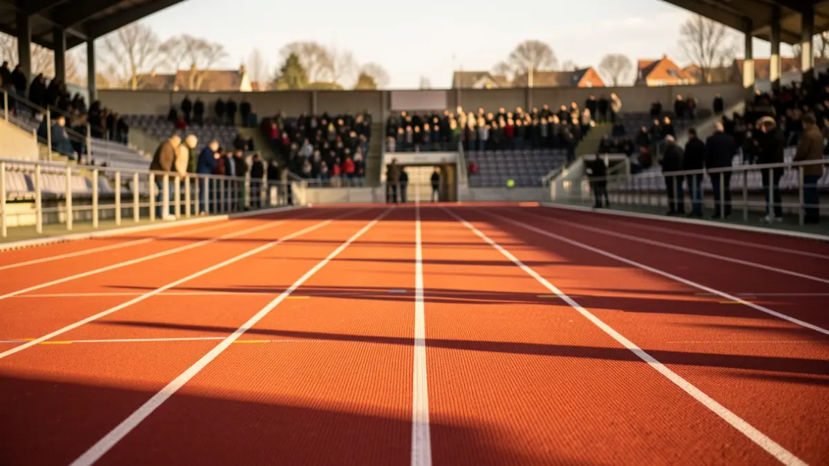 Imagen genérica de una pista de atletismo al atardecer.