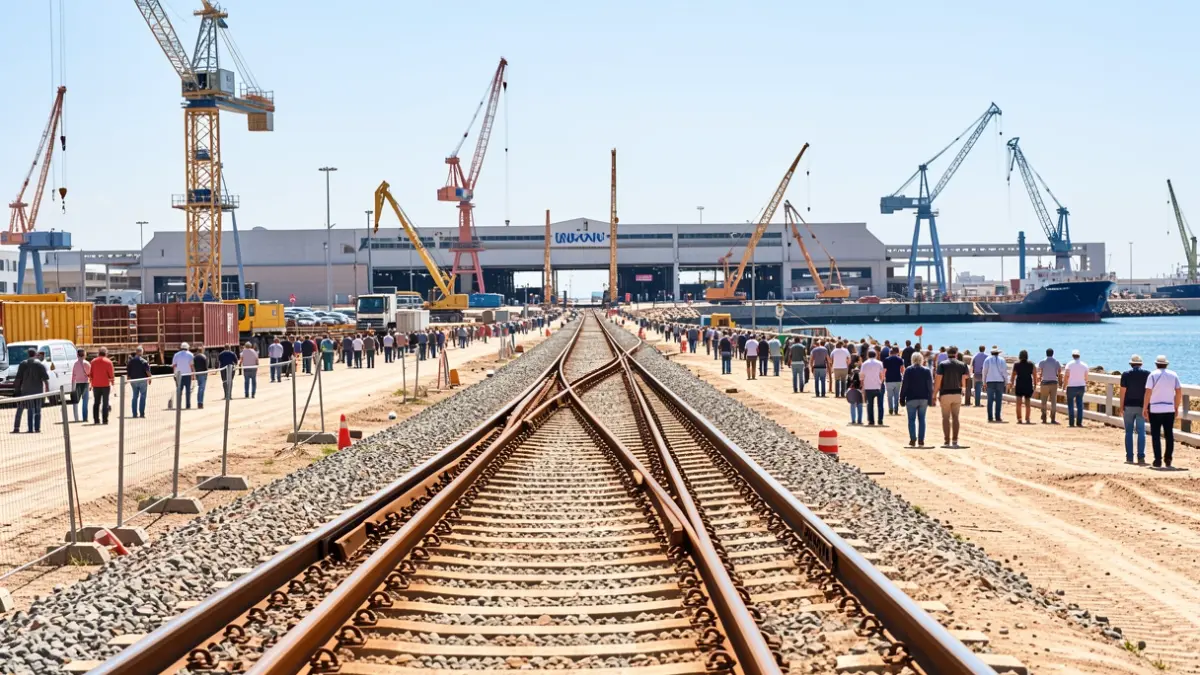 Imagen de las obras del trazado ferroviario en el puerto de Cádiz.