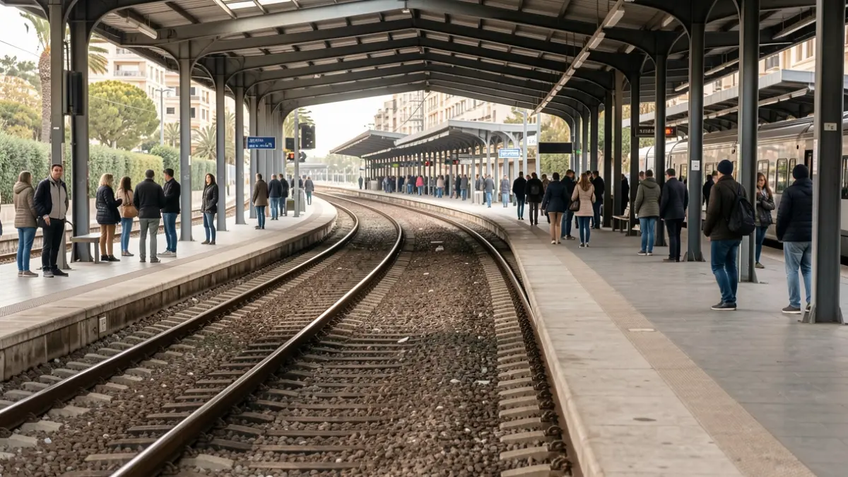 Generic image of an empty train platform in Malaga.