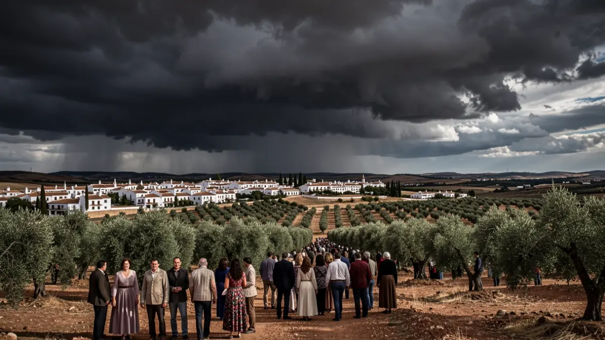 Generic image of storm clouds over an Andalusian landscape.