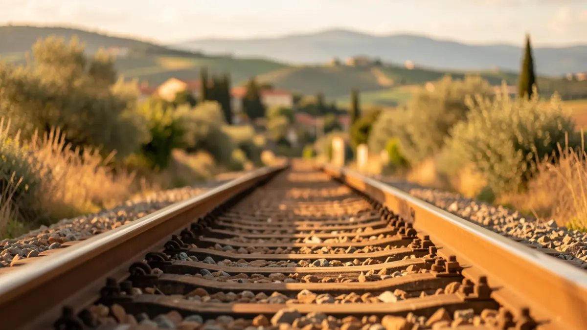 Imagen genérica de una vía de tren en Andalucía al atardecer.