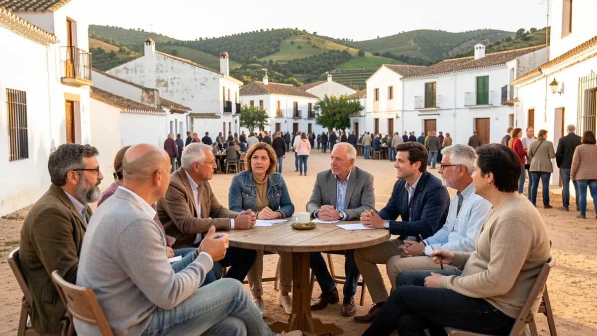 Imagen genérica de personas participando en un programa de desarrollo rural en Andalucía.