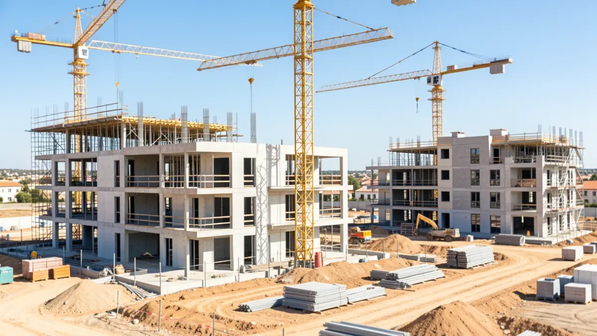 Imagen de la construcción de viviendas industrializadas en Bormujos.