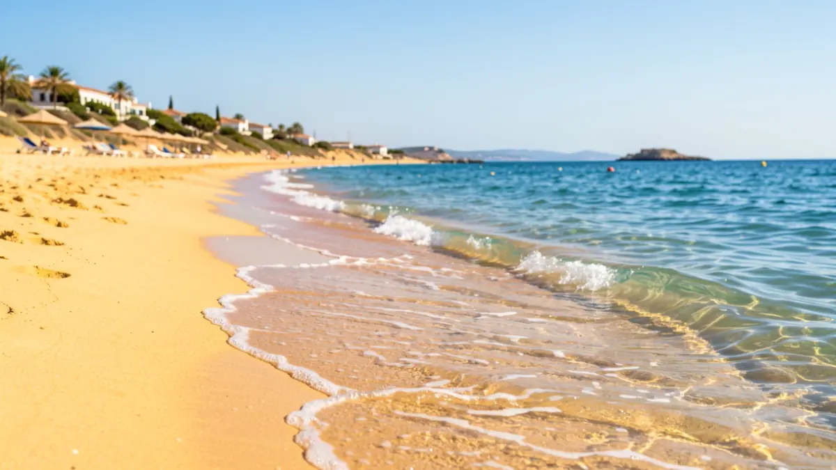 Imagen genérica de una playa andaluza soleada con arena dorada y aguas azules.