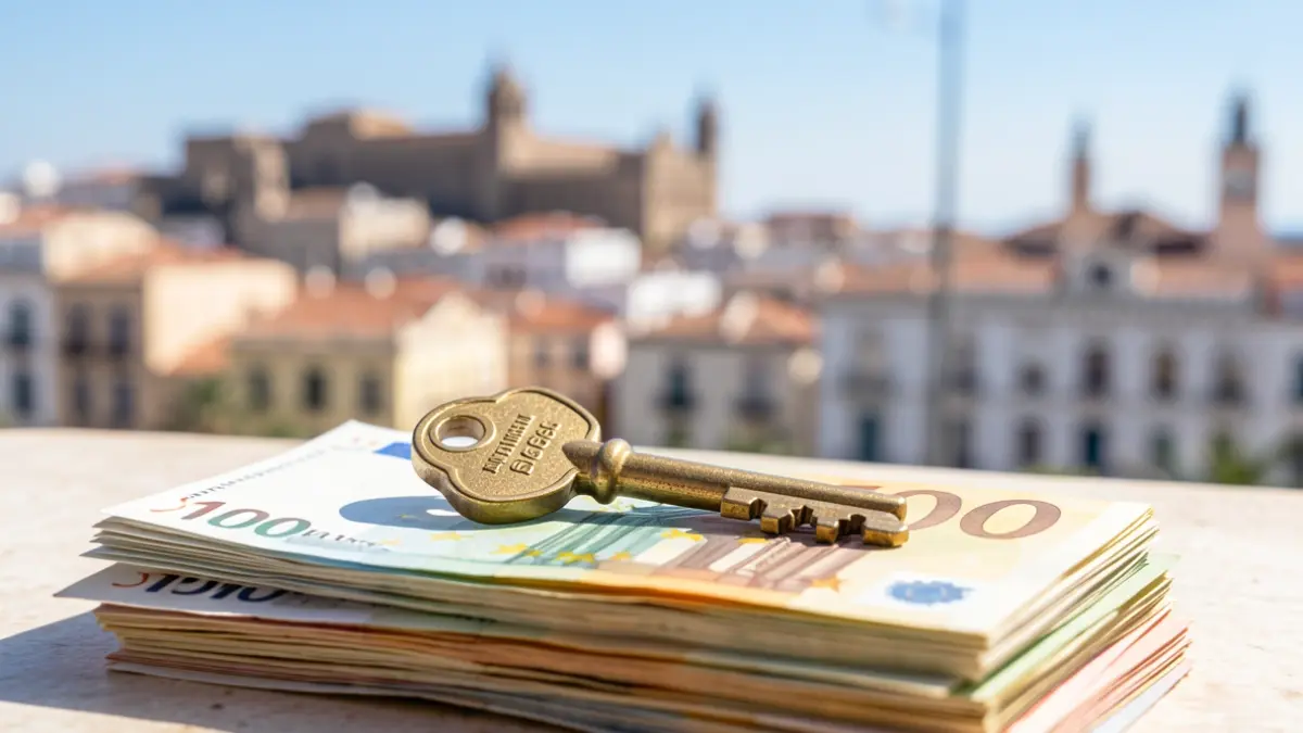 House key on euros with Cádiz in the background.