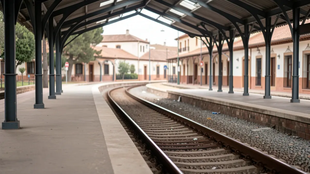 Generic image of an empty train station with tracks.