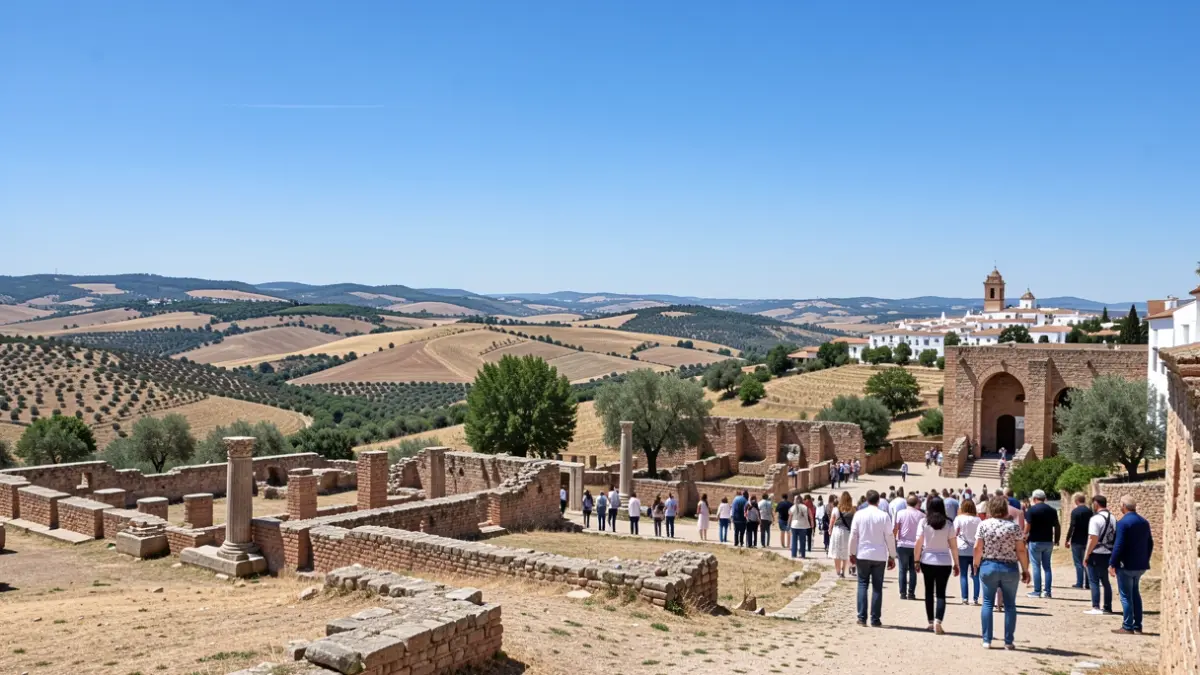 Cultural landscape of Carmona with ancient ruins and white architecture.
