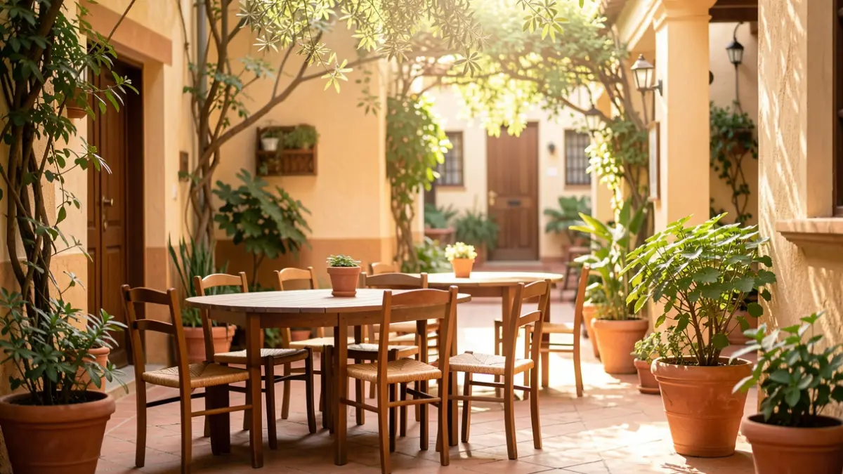 Imagen genérica de un patio acogedor en un centro comunitario andaluz.