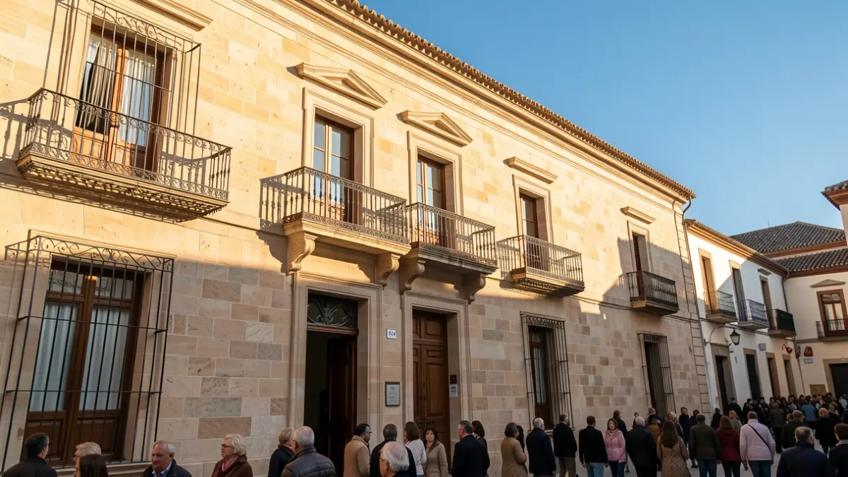 Fachada del Ayuntamiento de Casares durante un acto institucional.