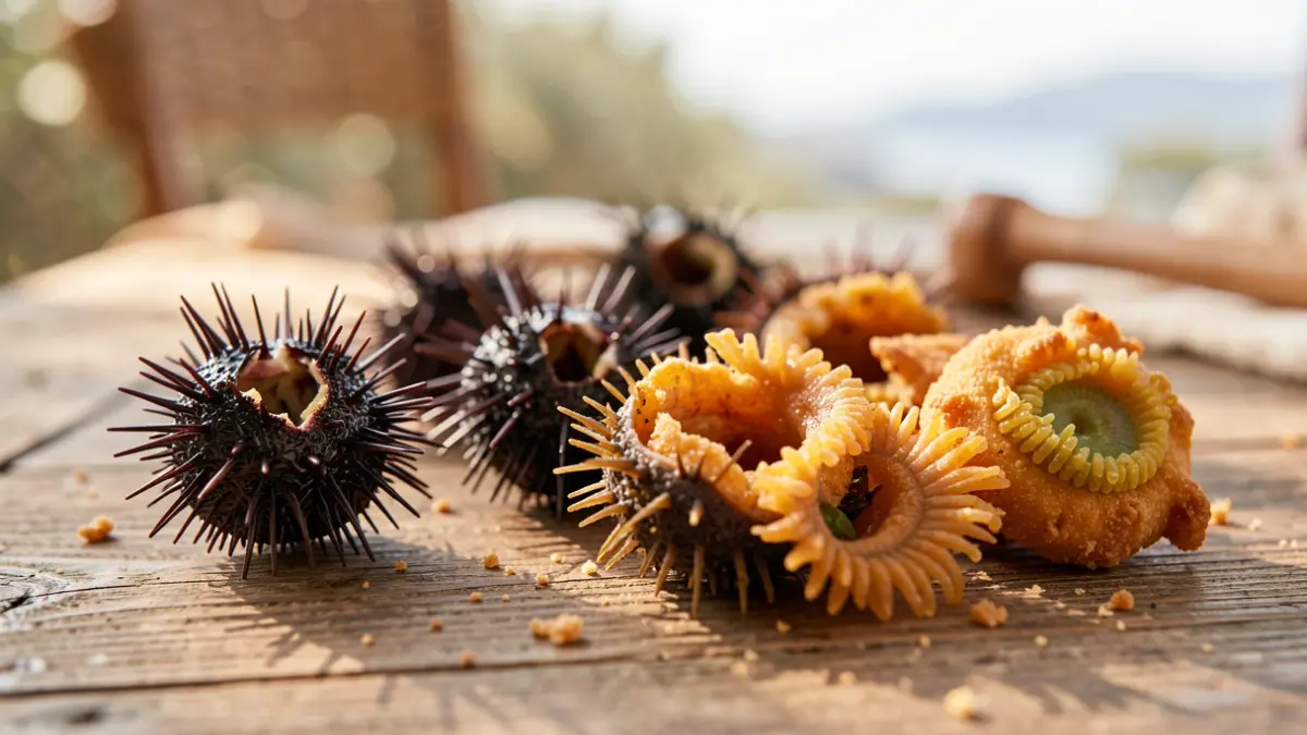 Generic image of sea urchins and sea anemones on a table.