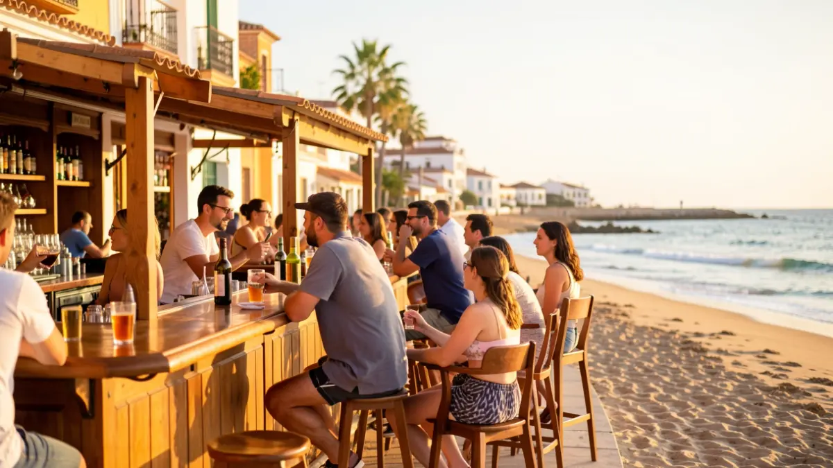 Generic image of a beach bar on the Andalusian coast with people enjoying themselves.