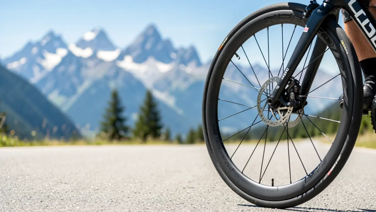 Imagen genérica de una bicicleta de carretera en una ruta de montaña.