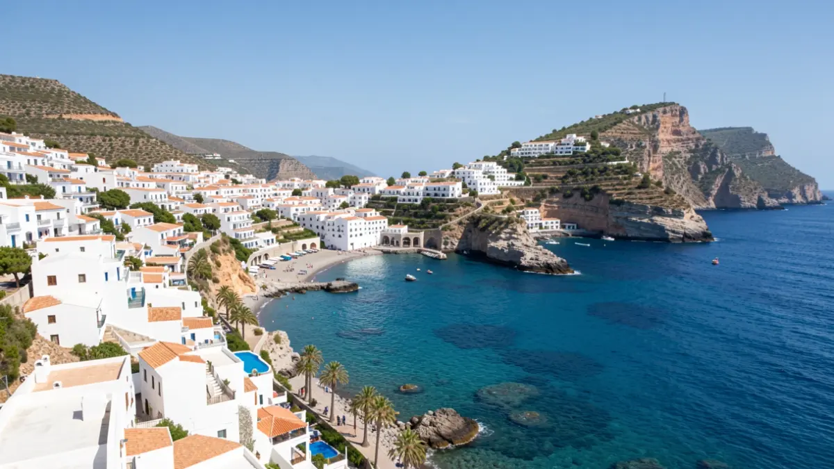 Imagen genérica de la costa de Granada con pueblos blancos y el mar Mediterráneo.