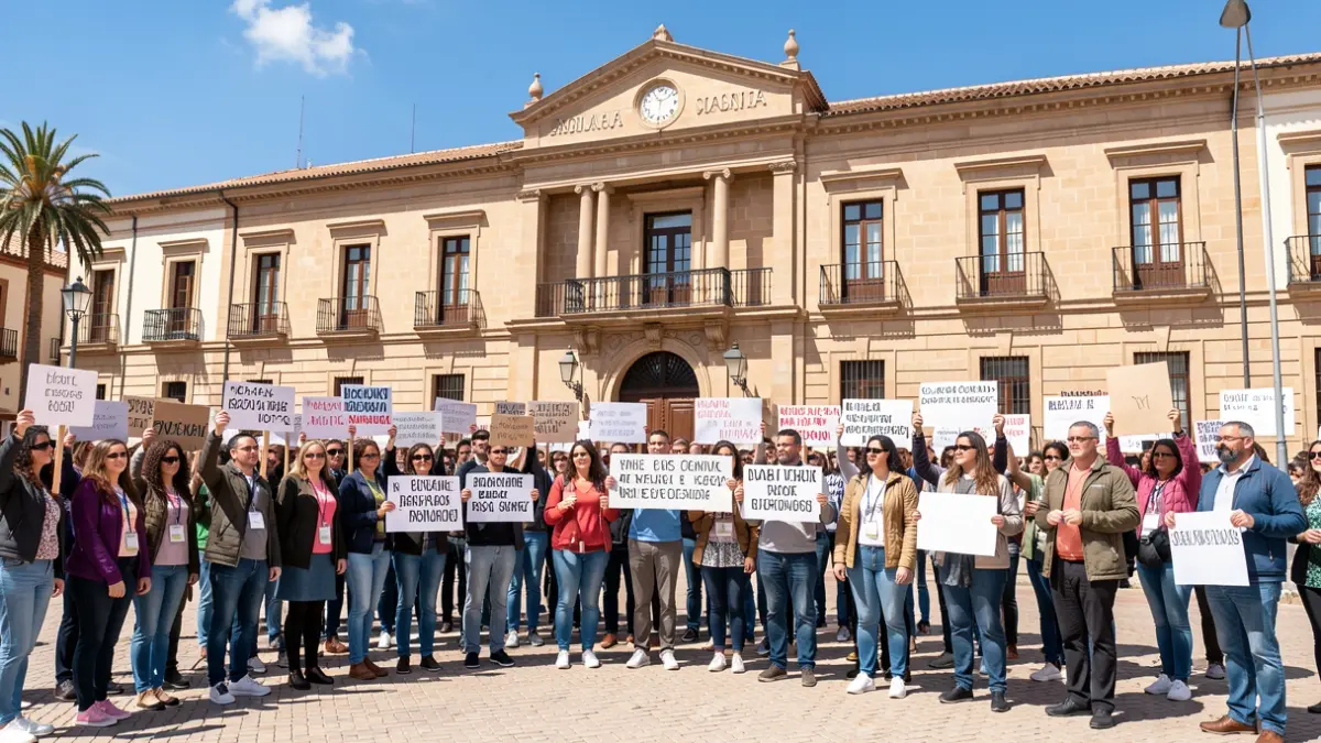 Imagen genérica de una concentración ciudadana frente a un edificio público en Andalucía.