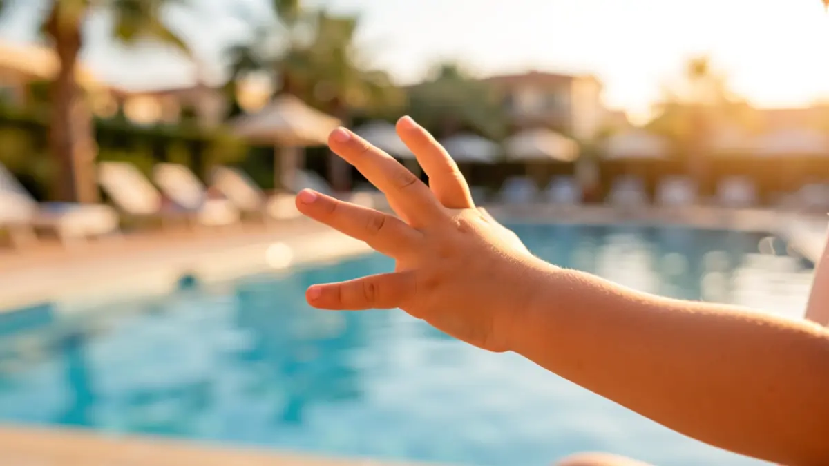 Generic image of a resort pool area with sunlight.