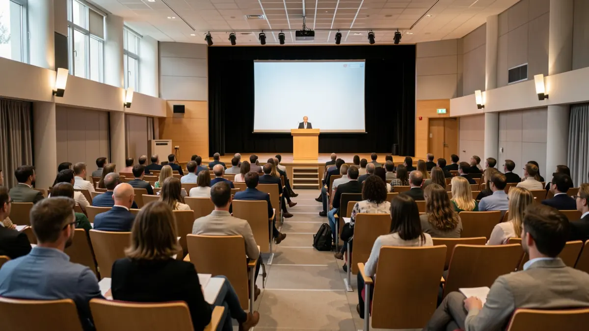 Imagen genérica de un auditorio universitario vacío.