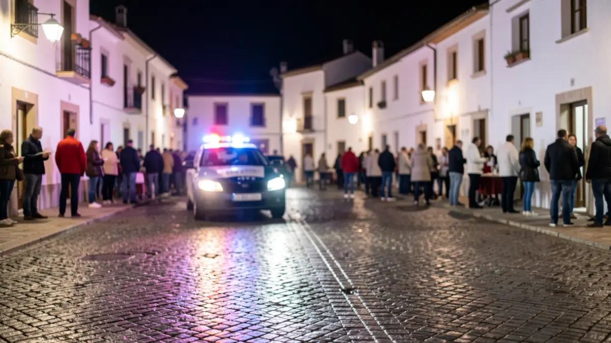 Generic image of emergency lights reflecting on wet asphalt at night, with no vehicles or people visible.