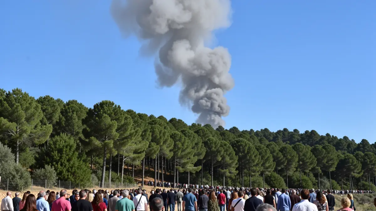 Imagen genérica de humo de un incendio forestal en una ladera de pinos en Andalucía.