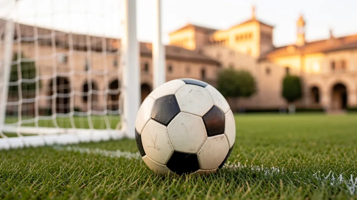 Generic image of a soccer ball on a stadium field.