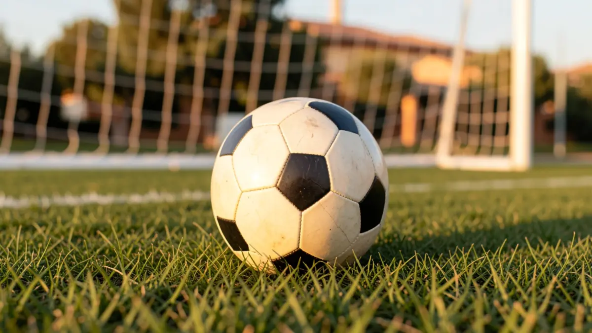 Generic image of a soccer ball on grass.