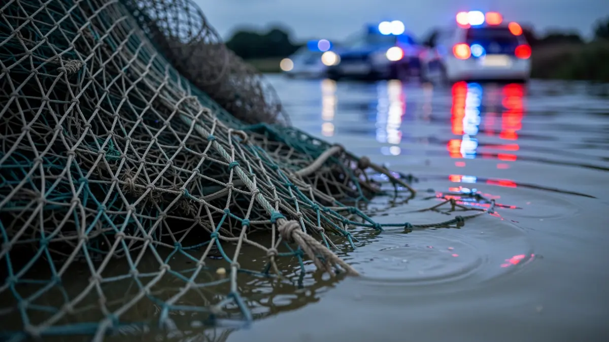 Red de pesca ilegal intervenida por la Guardia Civil en la Bahía de Cádiz.
