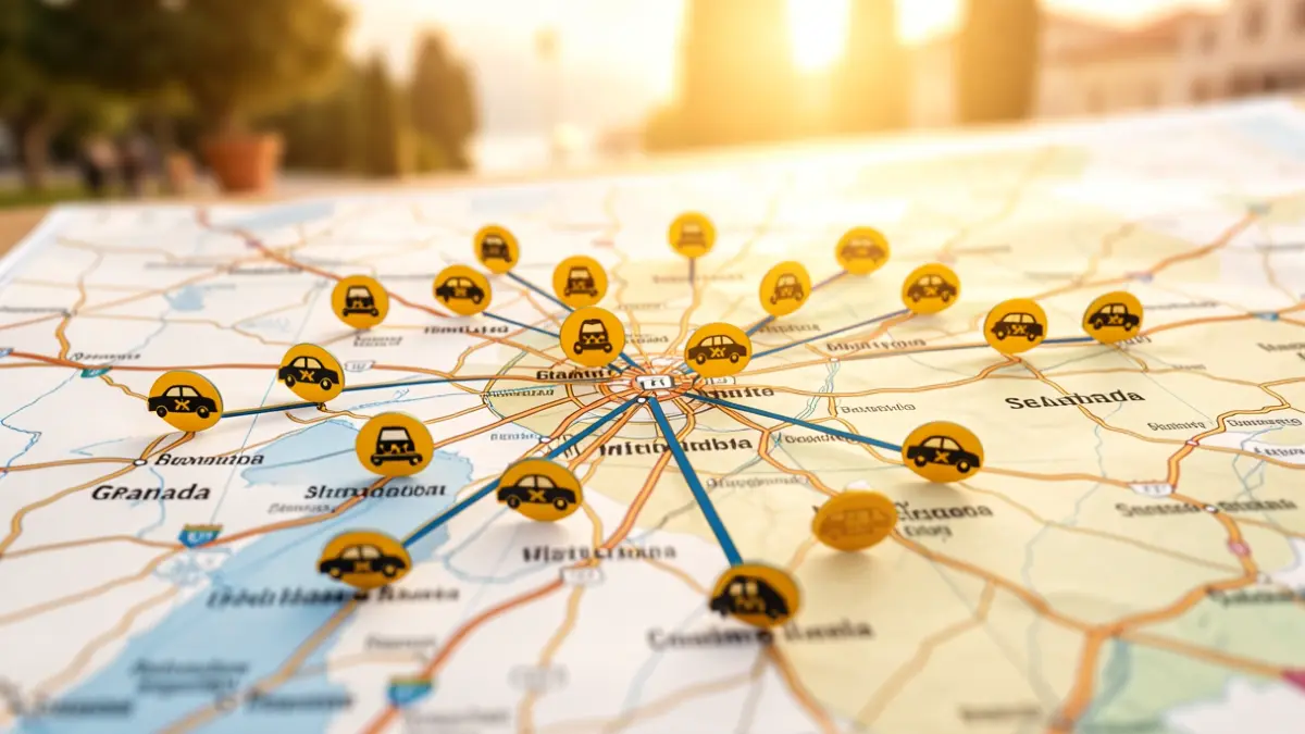 Mapa de la ampliación del Área de Prestación Conjunta del Taxi en Granada.