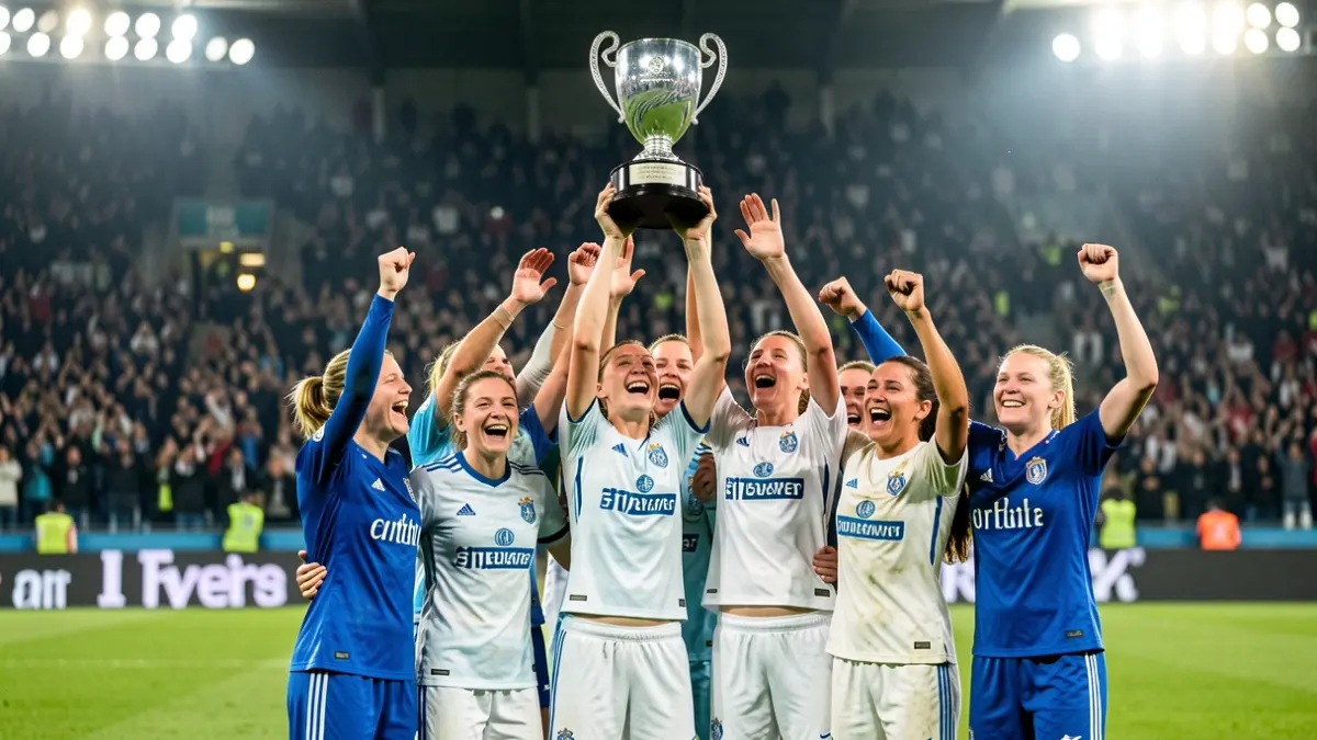 Generic image of a women's football team celebrating a promotion.