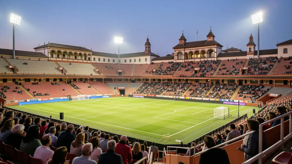 Generic image of an Andalusian football stadium at dusk.