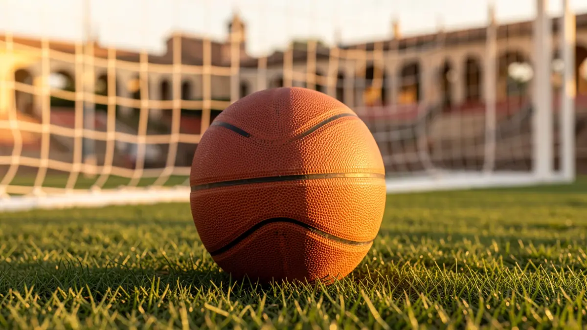 Generic image of a basketball on a court.