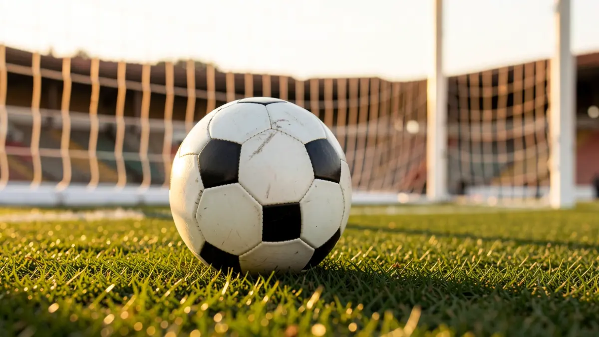 Generic image of a soccer ball on grass.