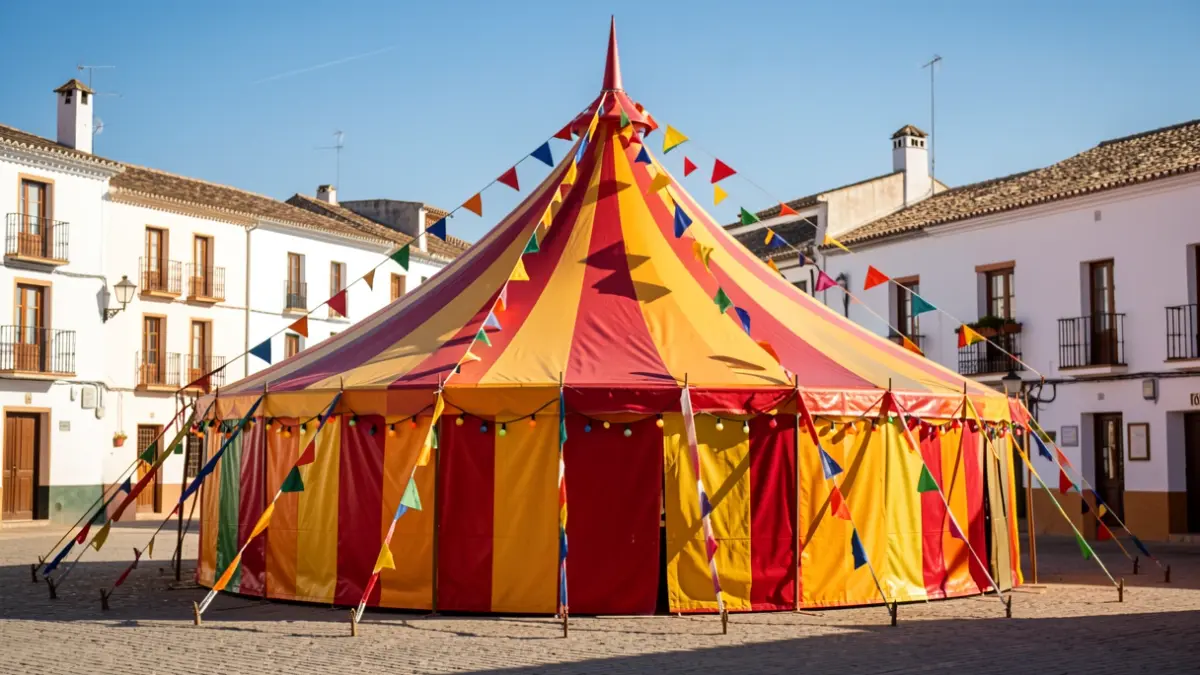 Generic image of a circus tent set up in a town square in Andalusia.