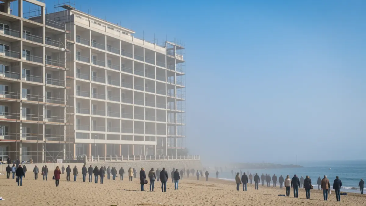 Fachada de un hotel inacabado en la playa de Carboneras, Almería.