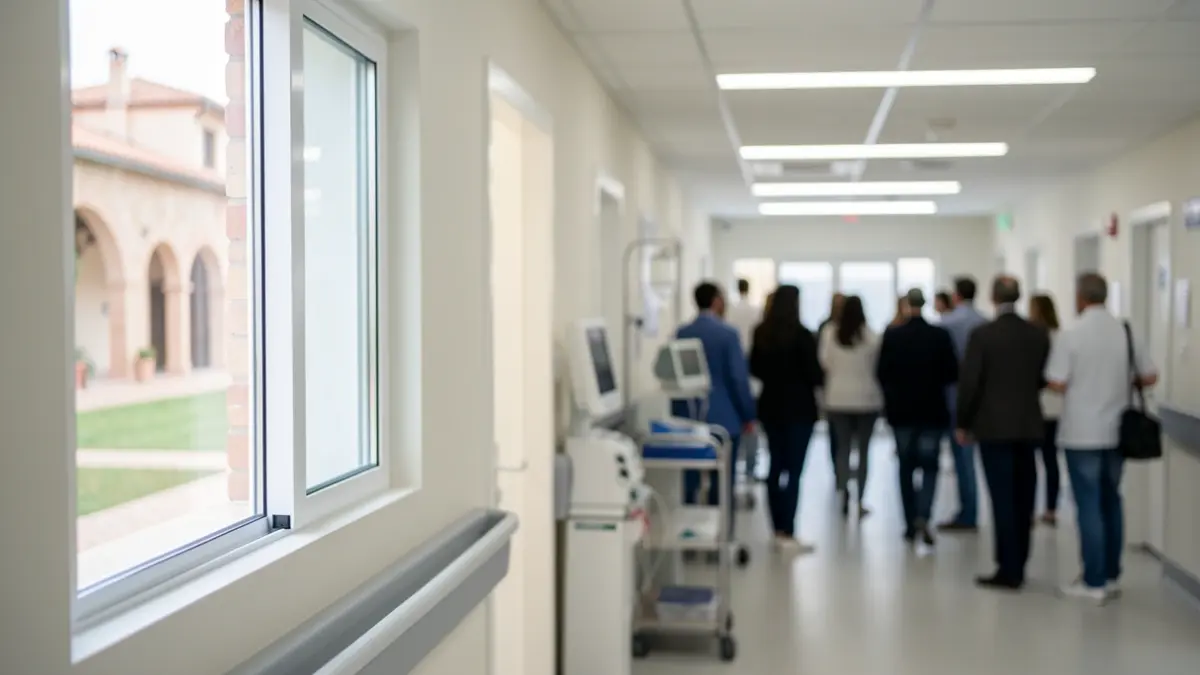 Imagen genérica de un pasillo de hospital con iluminación profesional.