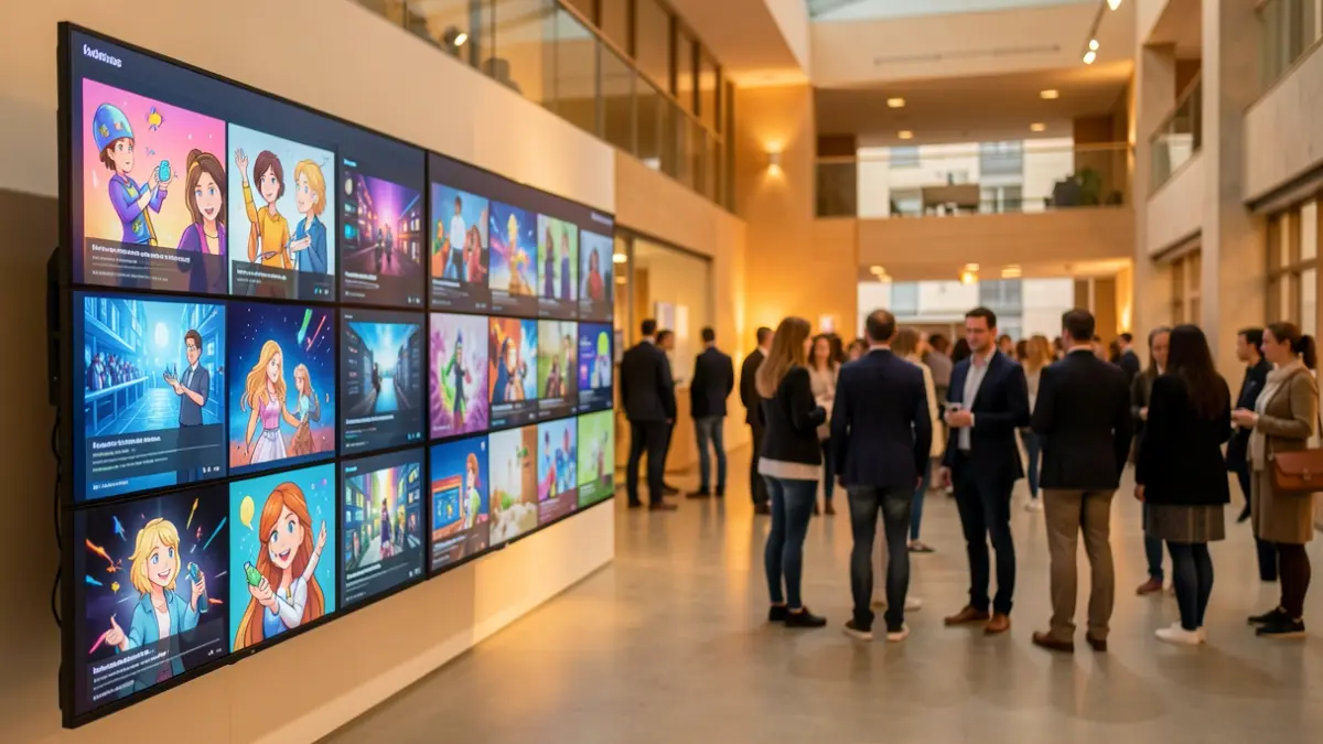 Video art installation created by students in an educational center.