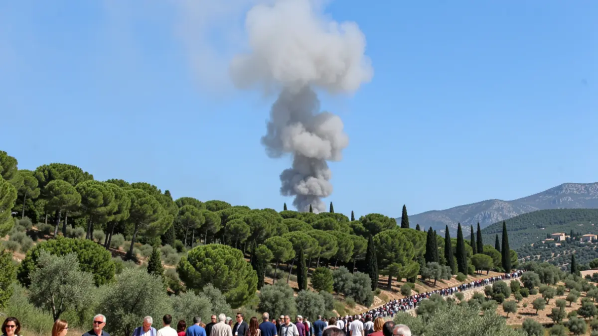 Imagen genérica de una columna de humo sobre un bosque mediterráneo.