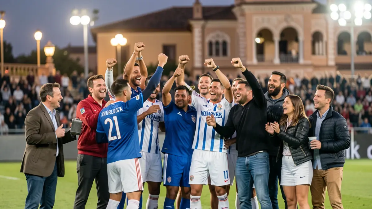 Generic image of a football team celebrating a victory.