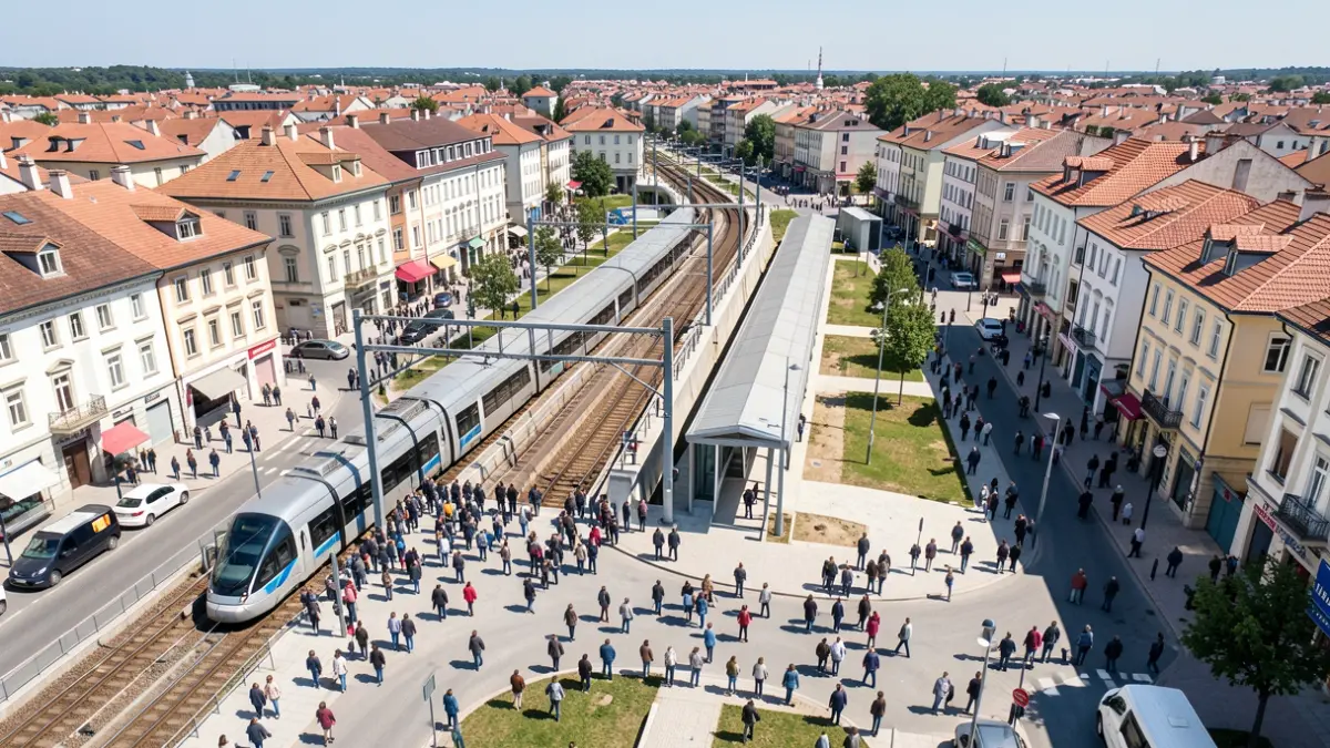 Aerial view of urban transformation in Churriana de la Vega and Las Gabias due to the Granada Metro expansion.