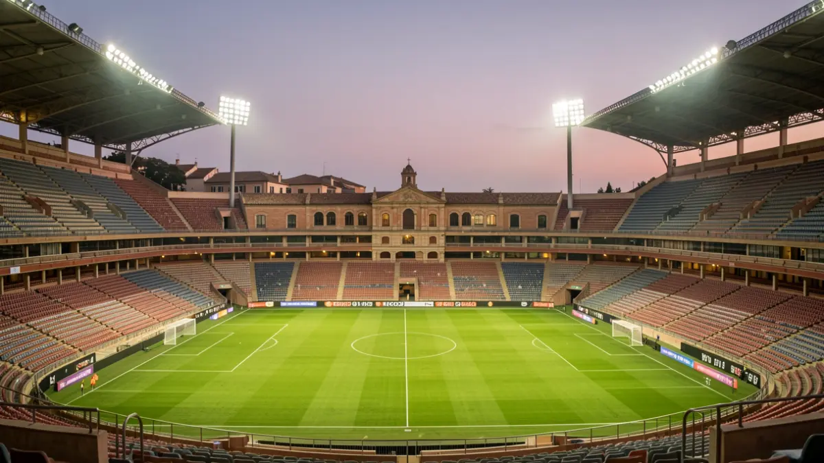 Generic image of a football stadium at dusk.