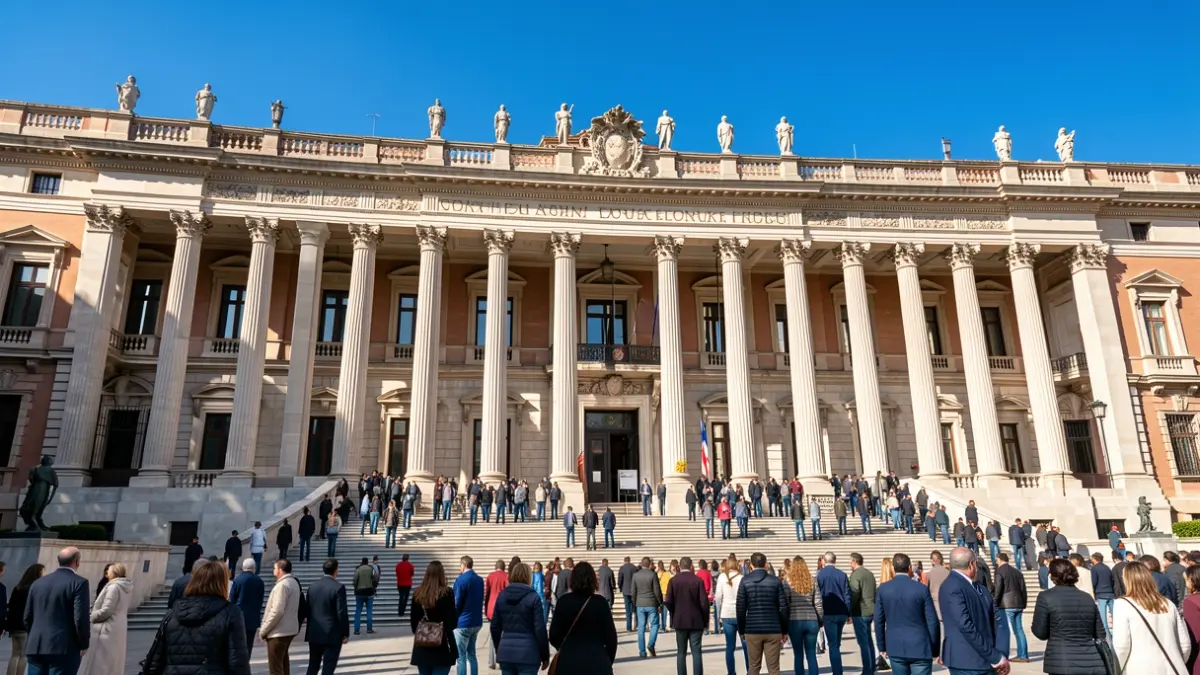 Fachada del Parlamento de Andalucía, sede de la actividad política autonómica.