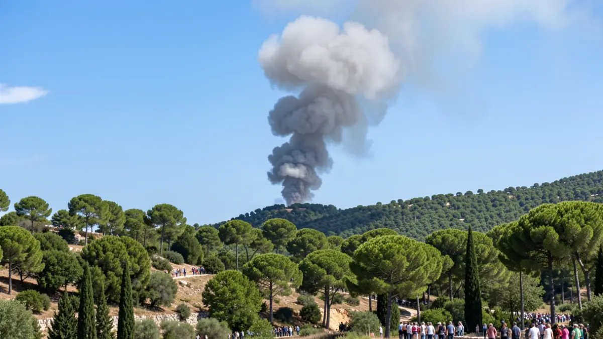 Columna de humo sobre un monte forestal en una zona mediterránea.
