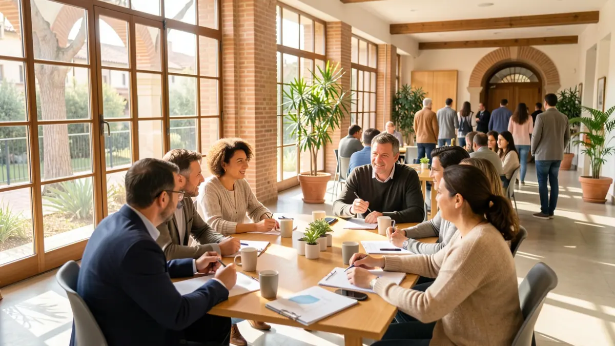 Imagen genérica de un grupo de personas discutiendo ideas en un centro comunitario.