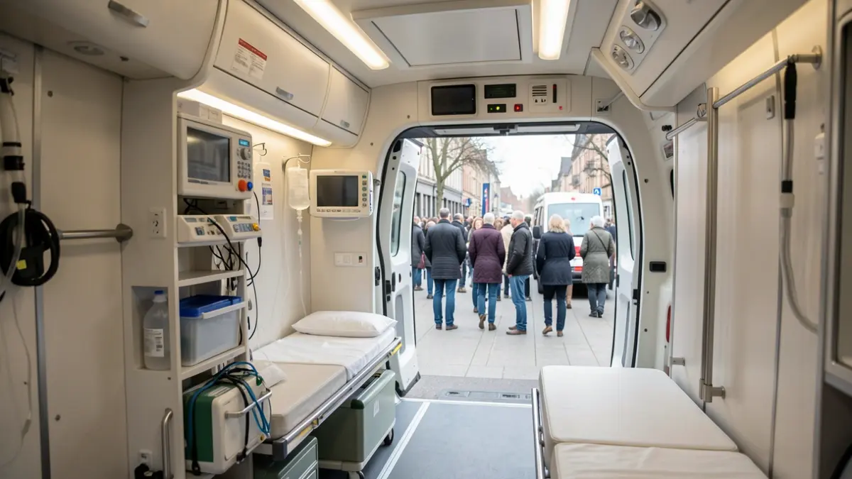 Generic image of an empty ambulance interior.