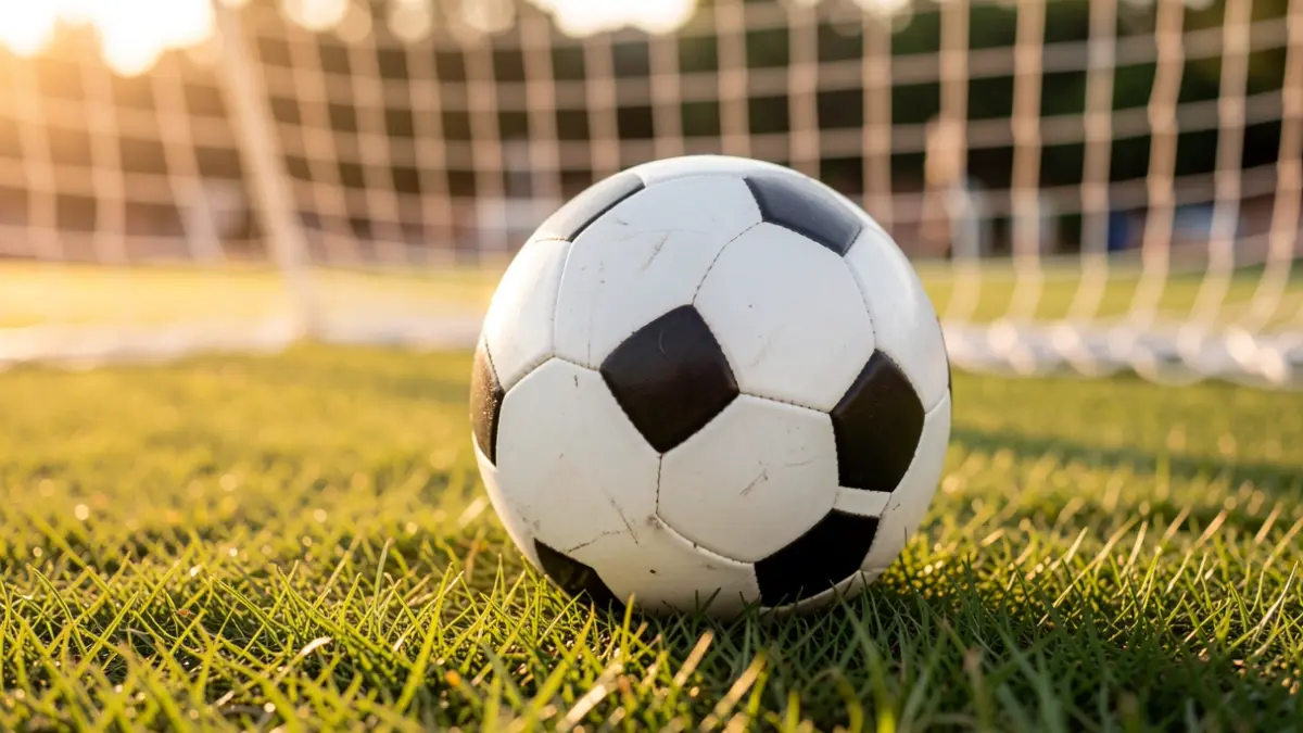 Generic image of a soccer ball on grass.