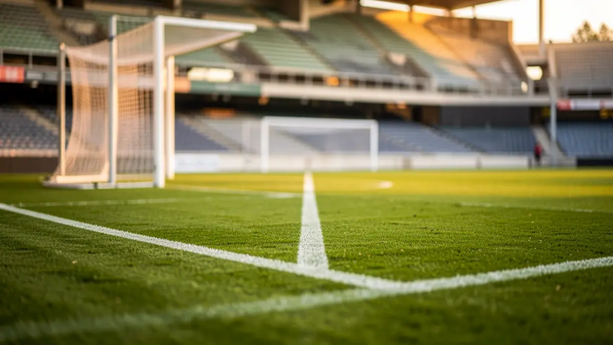 Imagen genérica de un campo de fútbol al atardecer.